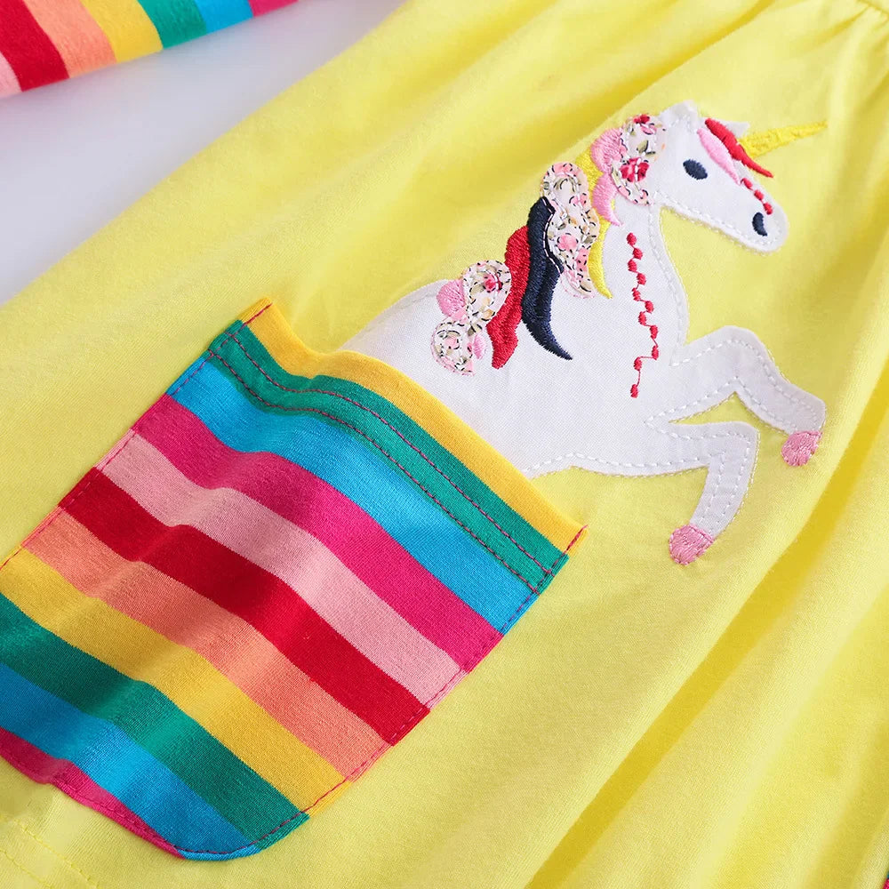 Long Sleeve Rainbow Unicorn Skater Dress