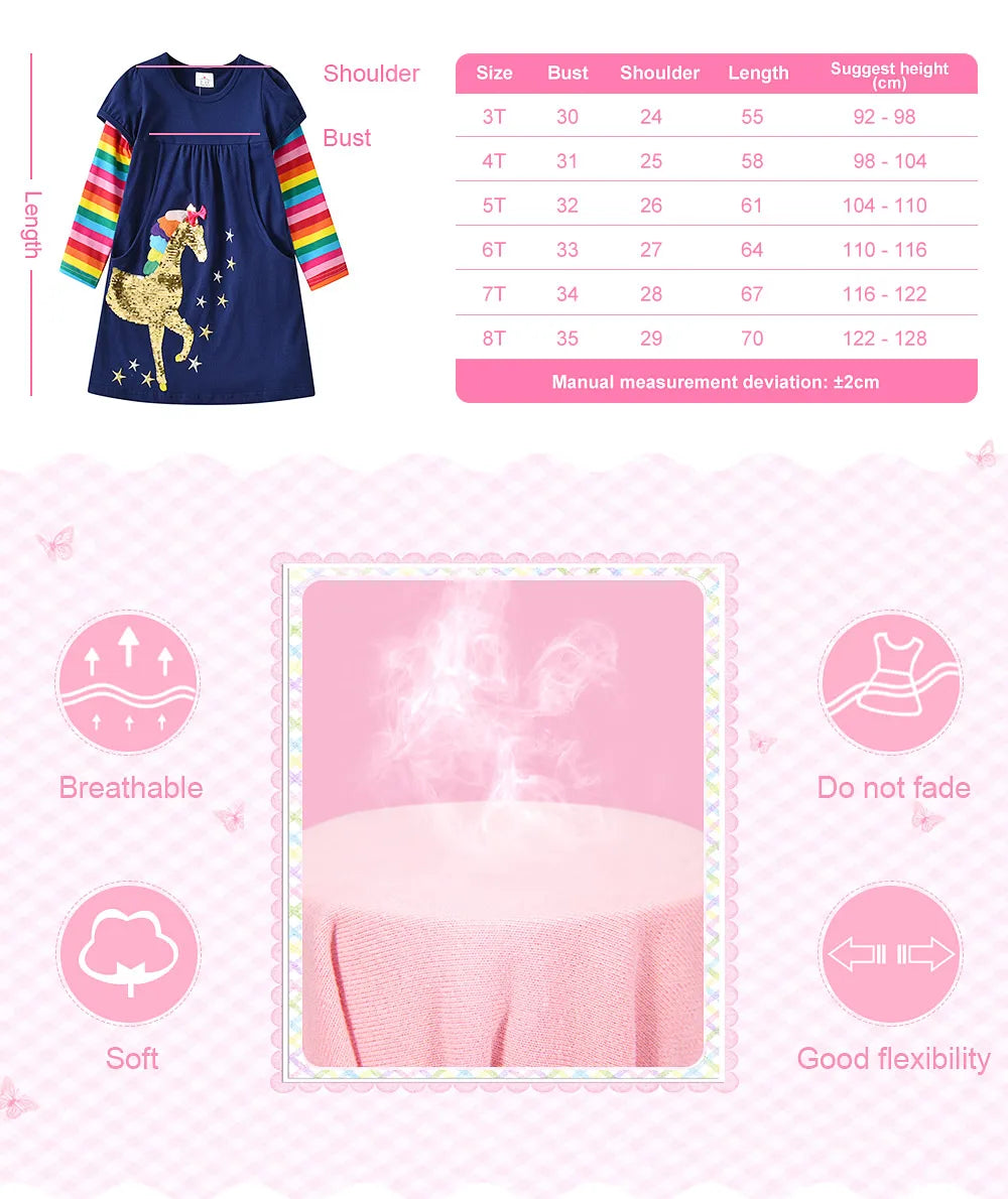 Long Sleeve Unicorn Dress Empire Dress