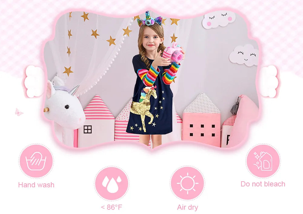 Long Sleeve Unicorn Dress Empire Dress