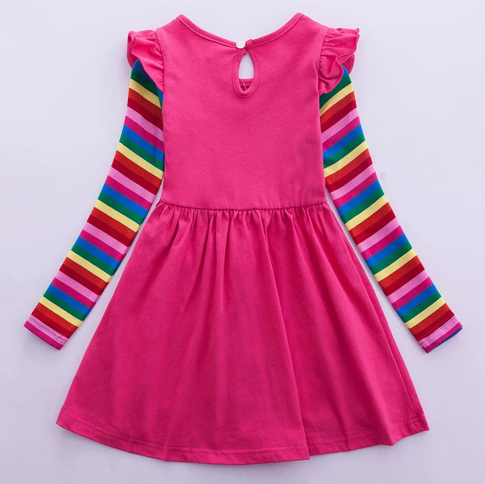 Long Sleeve Rainbow Unicorn Skater Dress