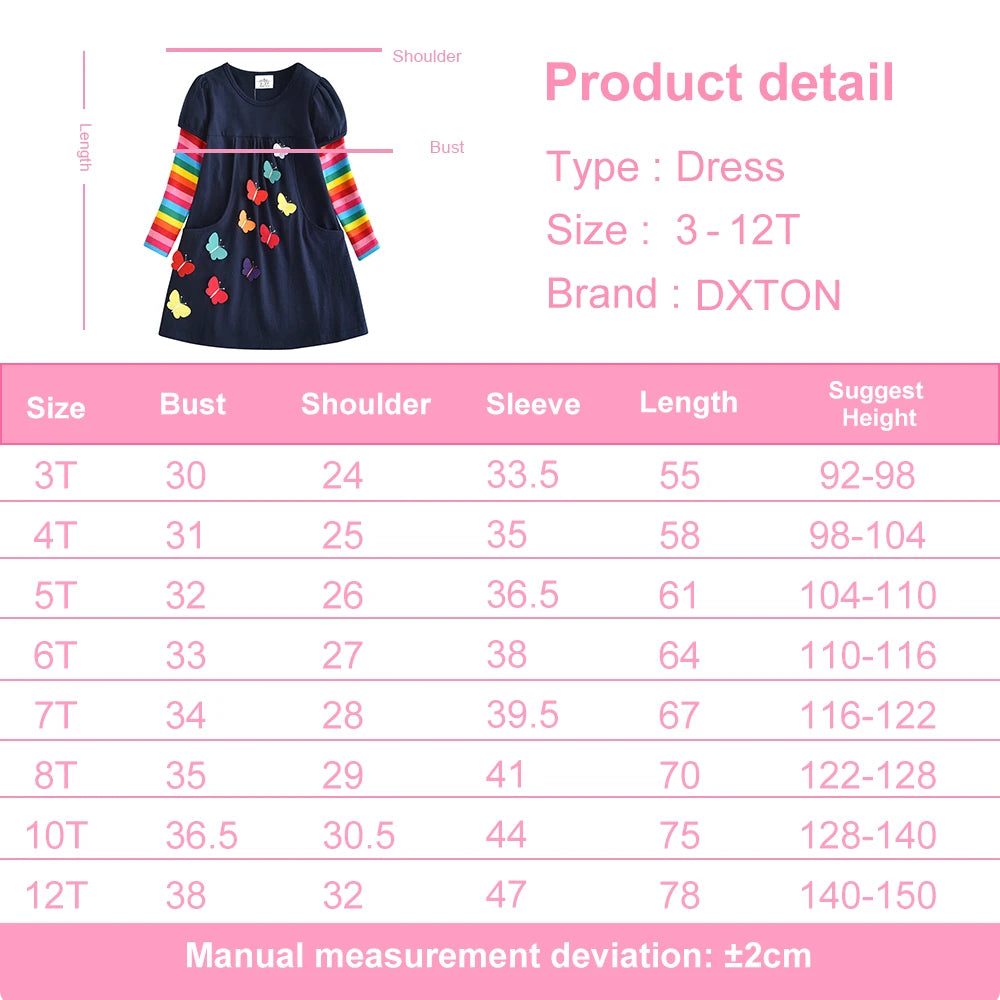 Long Sleeve Rainbow Butterfly Empire Dress