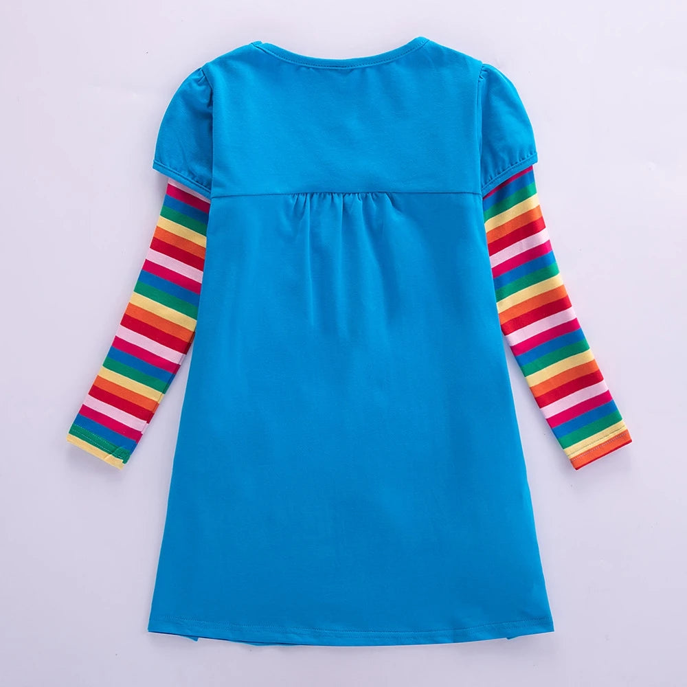 Long Sleeve Rainbow Butterfly Empire Dress