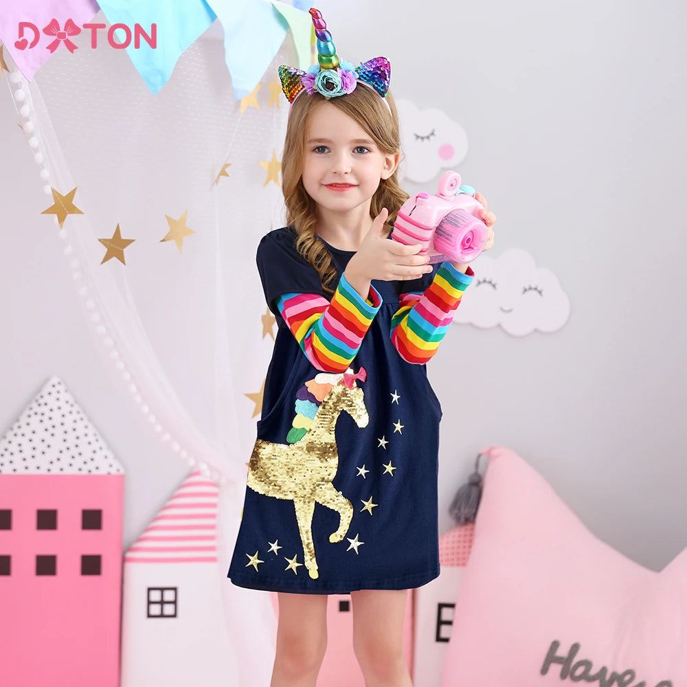 Long Sleeve Unicorn Dress Empire Dress