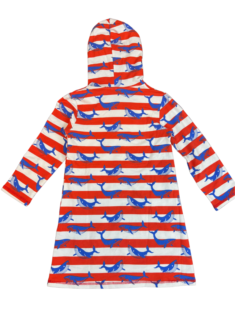 Long Sleeve Whale Stripe Hoodie Dress